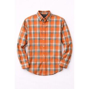Aeropostale Mens XL Orange Plaid Button Down Shirt Teal White Lumberjack‎